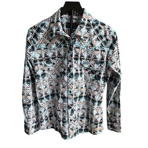 Cowgirl Hardware Womens Medium Southwestern Geometric Snap Front Western Shirt